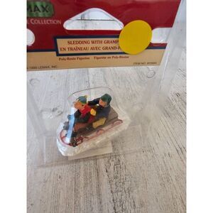 Lemax sledding Grandpa sled people village accessory 1999 vintage
